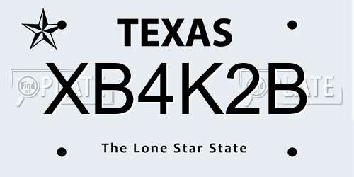 XB4K2B Texas License Plate