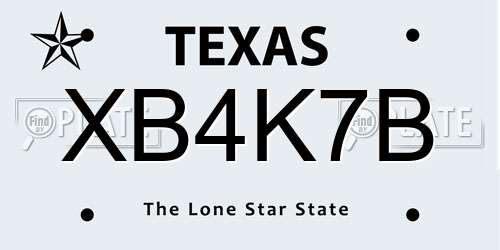 XB4K7B Texas License Plate