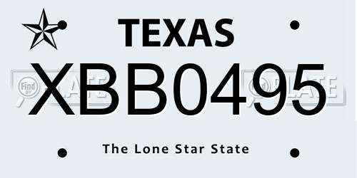 XBB0495 Texas License Plate