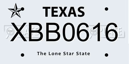 XBB0616 Texas License Plate