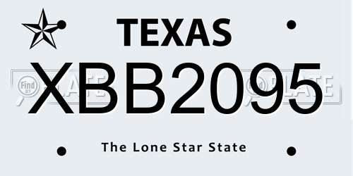 XBB2095 Texas License Plate