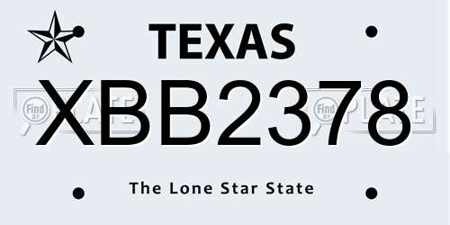 XBB2378 Texas License Plate