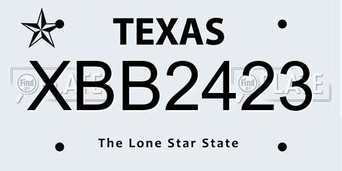 XBB2423 Texas License Plate