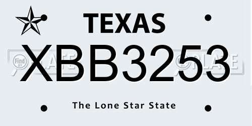 XBB3253 Texas License Plate