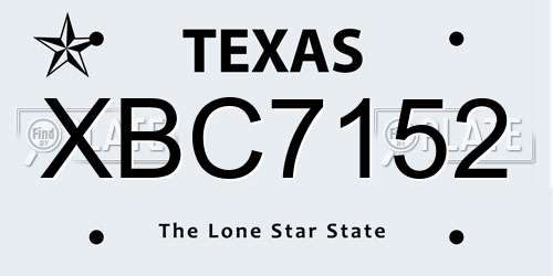 XBC7152 Texas License Plate
