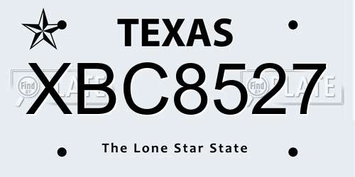 XBC8527 Texas License Plate