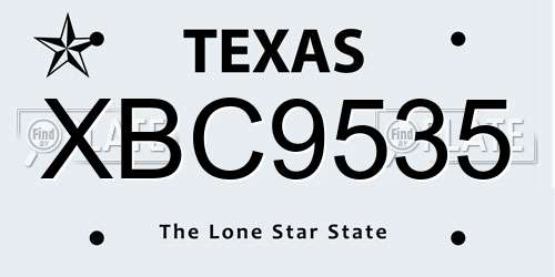 XBC9535 Texas License Plate