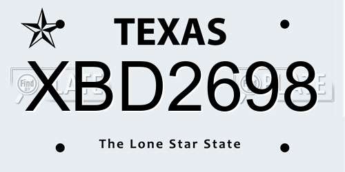 XBD2698 Texas License Plate