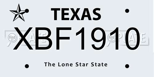 XBF1910 Texas License Plate
