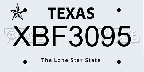 XBF3095 Texas License Plate