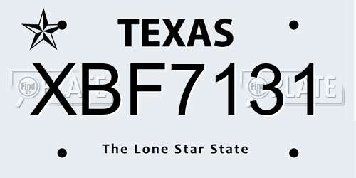 XBF7131 Texas License Plate