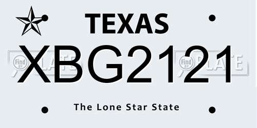 XBG2121 Texas License Plate