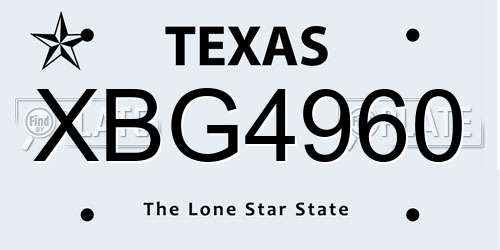 XBG4960 Texas License Plate