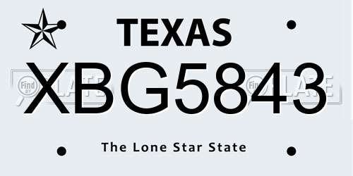 XBG5843 Texas License Plate