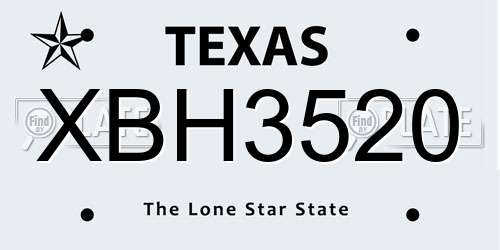 XBH3520 Texas License Plate