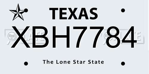 XBH7784 Texas License Plate