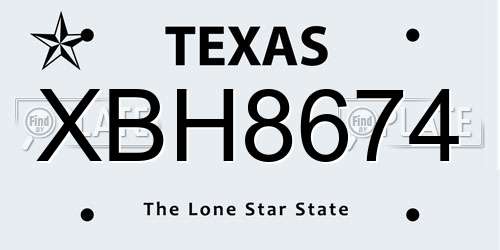 XBH8674 Texas License Plate