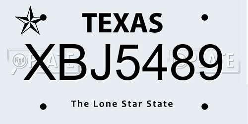 XBJ5489 Texas License Plate