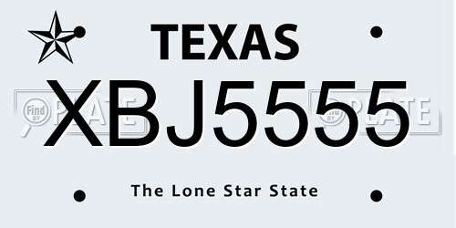 XBJ5555 Texas License Plate