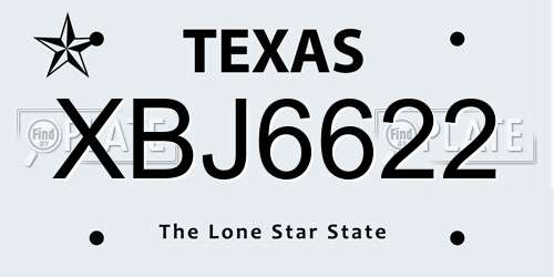 XBJ6622 Texas License Plate