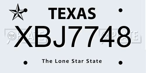 XBJ7748 Texas License Plate