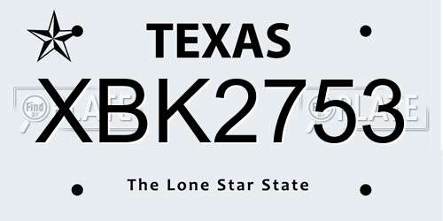 XBK2753 Texas License Plate
