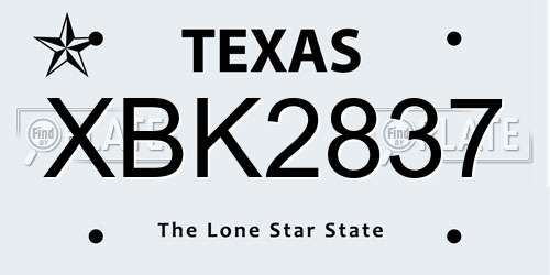 XBK2837 Texas License Plate