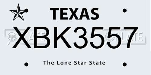 XBK3557 Texas License Plate