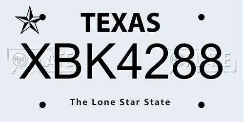 XBK4288 Texas License Plate