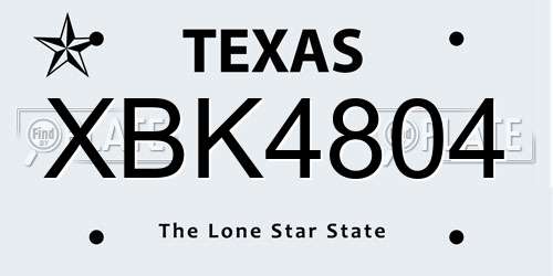 XBK4804 Texas License Plate