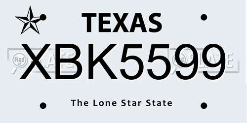 XBK5599 Texas License Plate