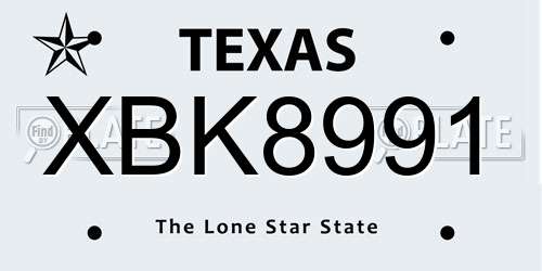 XBK8991 Texas License Plate