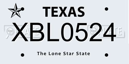 XBL0524 Texas License Plate