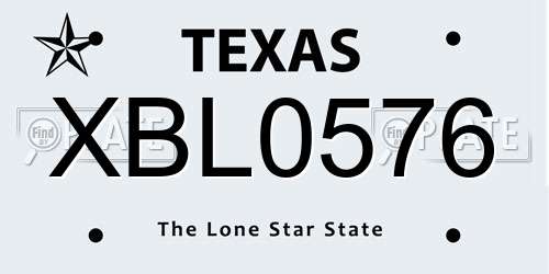 XBL0576 Texas License Plate
