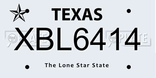 XBL6414 Texas License Plate