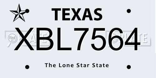 XBL7564 Texas License Plate