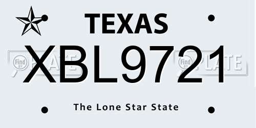 XBL9721 Texas License Plate