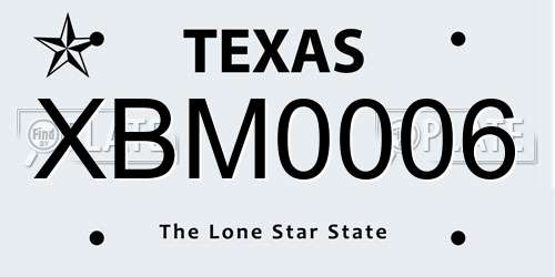 XBM0006 Texas License Plate