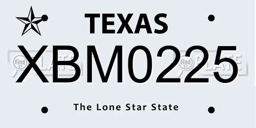 XBM0225 Texas License Plate