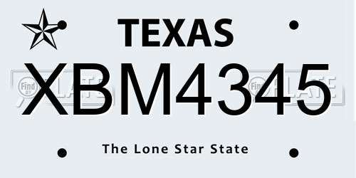 XBM4345 Texas License Plate