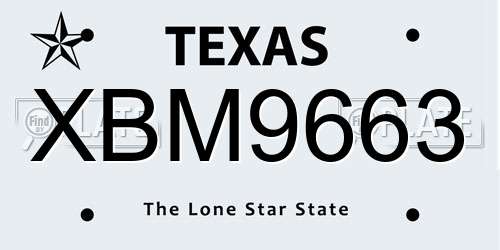 XBM9663 Texas License Plate