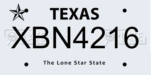 XBN4216 Texas License Plate