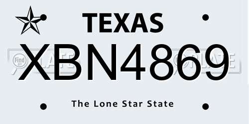 XBN4869 Texas License Plate