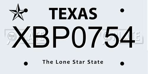 XBP0754 Texas License Plate