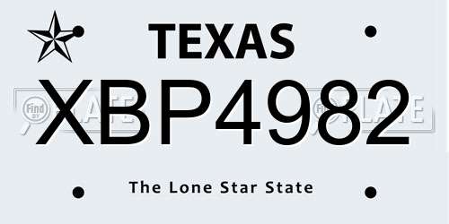 XBP4982 Texas License Plate