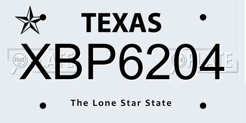 XBP6204 Texas License Plate