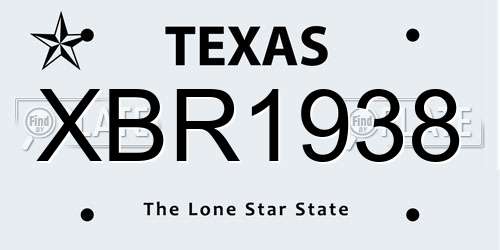 XBR1938 Texas License Plate