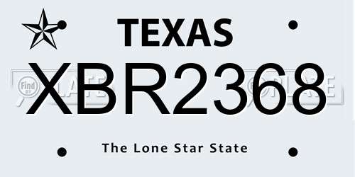 XBR2368 Texas License Plate
