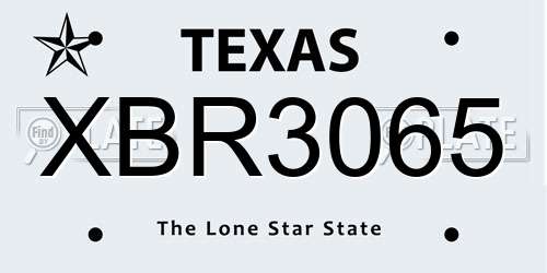 XBR3065 Texas License Plate