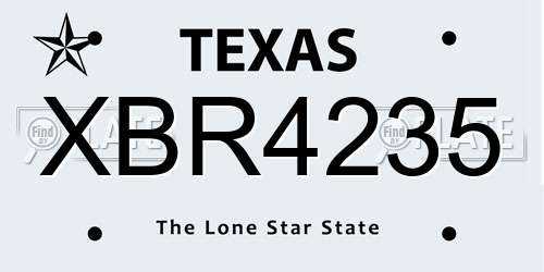 XBR4235 Texas License Plate